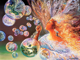 Woman blowing bubbles side profile - amanda sage free wallpaper