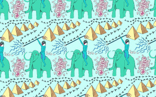 Blue elephant kite pyramid man - extreme free wallpaper