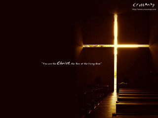 Cross lit up dark quote - living free wallpaper