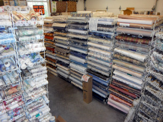 Large room fabrics display store - lot free wallpaper