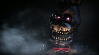 Creepy teddy bear glowing eyes - a creepy smile free wallpaper