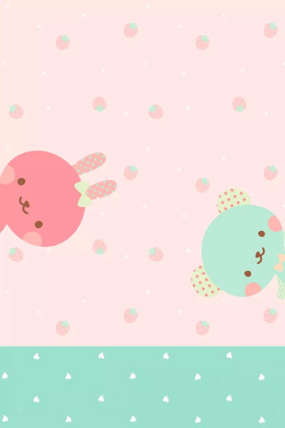 Cartoon animals playing pink background - heart free wallpaper for mobile