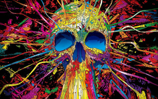 Colorful skull blue eyes multicolored 3 - tristan eaton free wallpaper