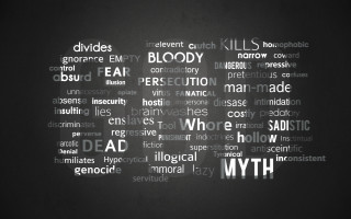 Myth wordcloud blackwhite background - mosaic free wallpaper for desktop