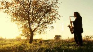 Man playing saxophone field sunset - diego gisbert llorens free wallpaper