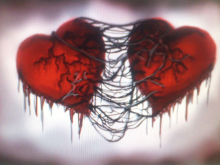 Heart wire dripping blood art - a wire free wallpaper