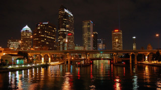 City skyline night bridge water 9 - a bridge over the water free wallpaper