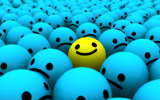 Yellow smiley face blue balls 4 - black dot free wallpaper