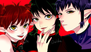 Anime characters green eyes red 2 - neofauvism free wallpaper