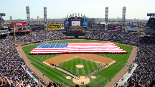 Baseball field american flag crowd 3 - a baseball field free wallpaper