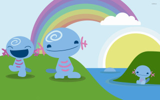 Cartoon character grass rainbow small - lostfish free wallpaper for desktop