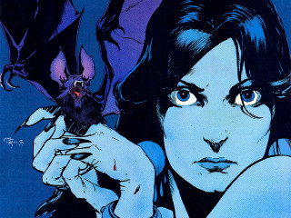 Woman holding bat demon shoulder - michael kaluta free wallpaper for desktop