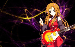 Girl guitar purple background swirls - swirl free wallpaper