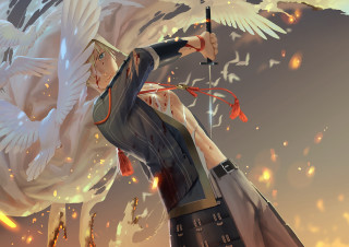 Man sword bird flying over 2 - a sword and a bird free wallpaper