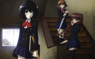 Anime girls staircase window background - a window in the background free wallpaper