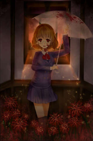 Girl umbrella room flowers window - shining free wallpaper for mobile