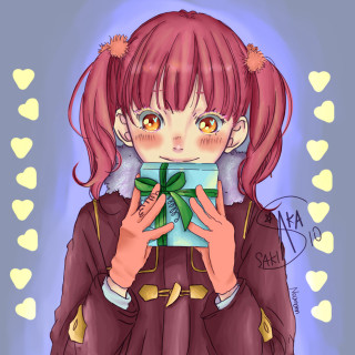 Girl red hair holding present - present free wallpaper