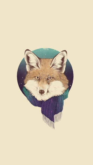 Fox scarf circular frame blue - a blue circle free wallpaper for mobile
