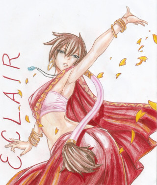 Woman red dress sword star - her arm free wallpaper for mobile