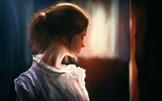 Woman white blouse window sun - charlie bowater free wallpaper for desktop