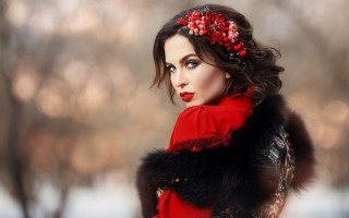 Anna hotchkis red dress fur - art deco free wallpaper