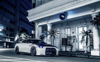 White car building night blue - andrew law free wallpaper