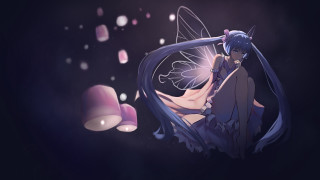 Fairy blue hair mushroom fireflies - a fairy free wallpaper