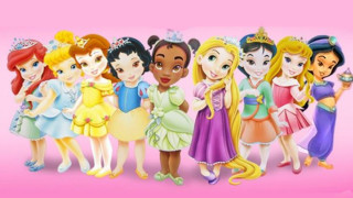 Princesses group pink background image - pink free wallpaper