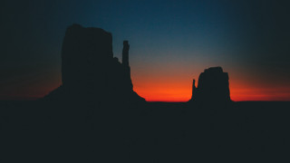 Sunset silhouette rock formation orange - a sunset free wallpaper for desktop