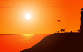 Para sailing lighthouse kite sunset - in gta v free wallpaper