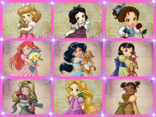 Princesses different poses colors bunch - their name free wallpaper