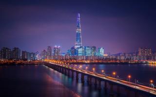 City skyline bridge night lights 8 - choi buk free wallpaper