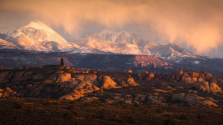 Mountain tower cloudy sky autumn - photograph free wallpaper for desktop