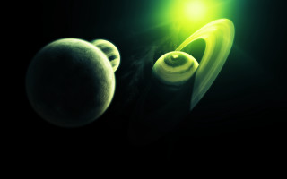 Green black planet green light - the dark sky free wallpaper