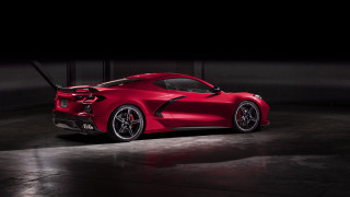 Red sports car dark room 88 - side profile free wallpaper