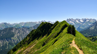 Grassy mountain trail mountain range - ada hill walker mountain free wallpaper