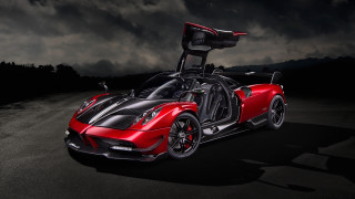 Red sports car dark road - dark cloud free wallpaper for desktop