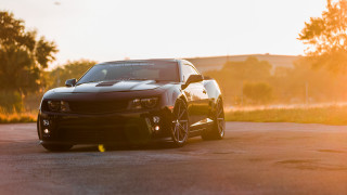 Black car autumn sunset tilt - a black car free wallpaper