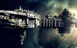 Futuristic floating city clouds stars - scifi free wallpaper for desktop
