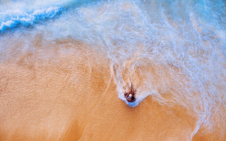 Surfing wave ocean sunny portrait - a person riding free wallpaper
