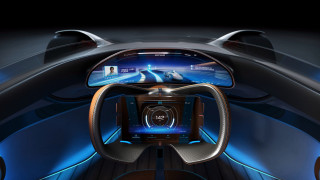 Futuristic car highway display dashboard - wheel and dashboard free wallpaper