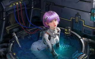Futuristic woman water cockpit cyberpunk - a futuristic suit free wallpaper