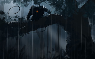 Monster glowing eyes rain forest - a monster free wallpaper