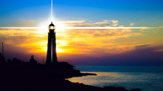 Lighthouse cliff sunset cross digital - in the sky free wallpaper