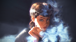 Woman gun smoke black background - blade runner free wallpaper