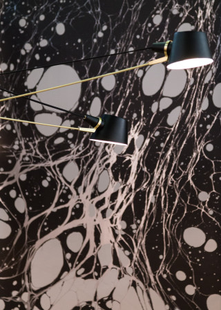 Black white wall three lamps - free abstract wallpaper for mobile