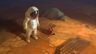 Man space suit desert red - a man in a space suit free wallpaper
