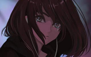 Woman long hair blue eyes 52 - a detailed painting free wallpaper