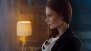 Woman blackjacket lamp bookshelves holography - adrienn henczné deák free wallpaper for desktop