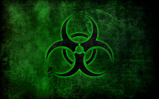 Green biohazard symbol dark background - green background free wallpaper